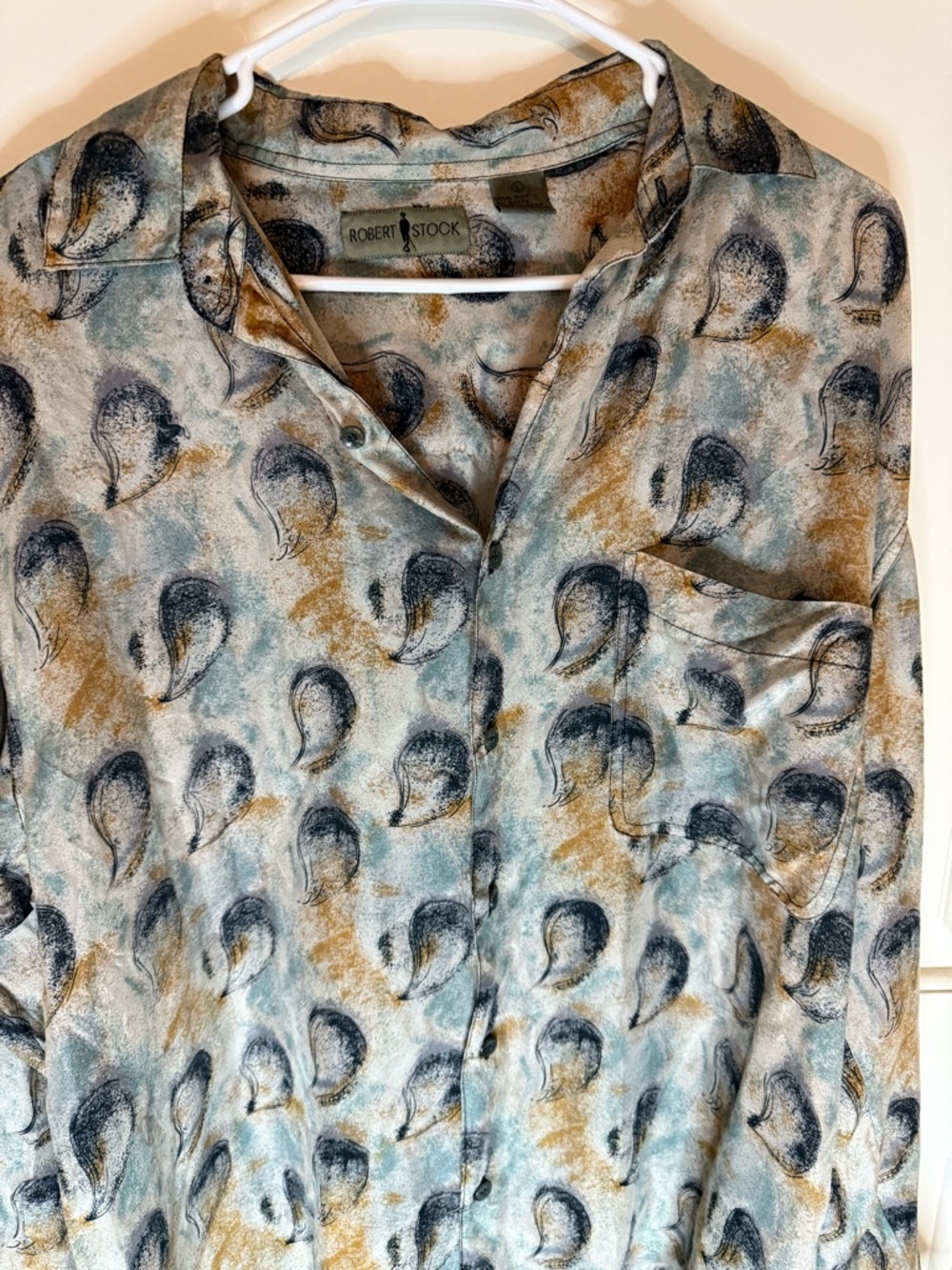 Robert Graham Multicolor Paisley Print Men's Dress Shirt 100% Silk